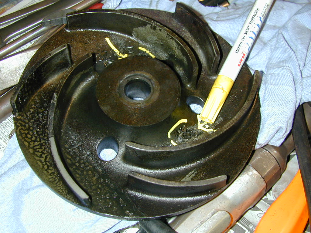 Pump impeller with cavitation